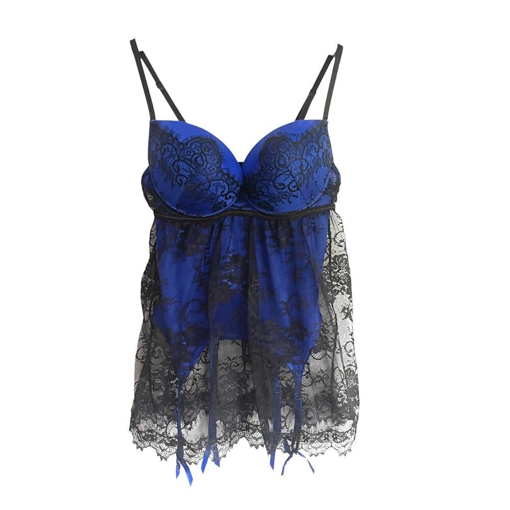 Dreamgirl Dark Silky Lace Night Top: 90s, Y2K, Modern